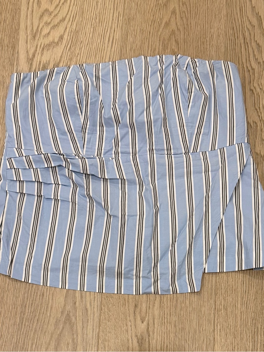 Ann Taylor LOFT Striped Light Blue Strapless Top